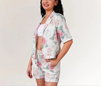 Ensemble de pyjama floral respirant et écologique 100 % coton pour femme, coupe ajustée, style A, léger, fabriqué en Inde