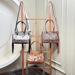 Sac fourre-tout à franges dissimulées en cuir usiné à la main pour dames inspiré des sacs à main en cuir de vachette pour femmes - Product Image 5