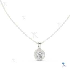 Lab Grown Diamond Classic Halo <b>Pendant</b> Necklace 14K/18K <b>Solid</b> <b>Gold</b> Luxury Women's Bridal Party Wedding Jewelry Manufacturer - Product Image 2
