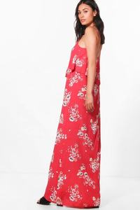 Robe imprimée décontractée de style personnalisé Robe décontractée grande taille pour femmes Robe grande taille à col en O à volants sur le devant - Product Image 2