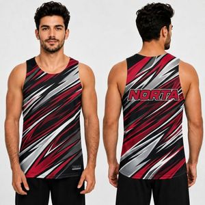 Camisetas Deportivas Transpirables de Malla Interlock de Poliéster de 220 GSM con Estampado Vibrante de Olas del Océano para Entrenamiento Activo y Fitness Masculino - Product Image 4