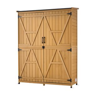 Caseta de Almacenamiento Metálica para Jardín de 49.41" X 63.98" con Puertas con Cerradura y Techo Inclinado - Product Image 1