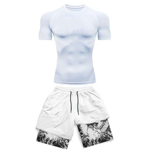 OEM Sports Quick-Dry Short-<b>Sleeve</b> Knit Top A 2-In-1 Double-Layer <b>Compression</b> T-Shirt And Shorts Set BY AMAZING INDUSTRIES - Product Image 1