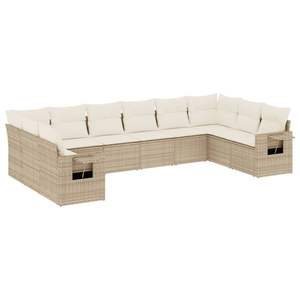 Conjunto de Sofá de Jardín de Ratán Sintético Color Beige con Acero con Recubrimiento en Polvo y Poliéster, Muebles de Exterior Elegantes - Product Image 2