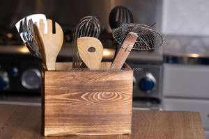 Porte-ustensiles en bois, organisateur d'outils de cuisine en bois naturel - Product Image 4