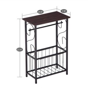 Tavolino Laterale Multifunzionale RT Marrone Scuro con Portariviste e Porta Fazzoletti per Arredamento Bagno - Product Image 6