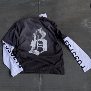 เสื้อยืดสตรีทแวร์ลายกราฟิกพิมพ์ลาย ผ้าฝ้าย 100% เนื้อหนา สองชั้น แขนยาว ล้างสีแบบแอซิดวอช - Product Image 2