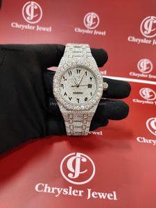 Haute qualité luxe hommes montre-bracelet 41MM deux tons glacé Moissanite diamant cadran mode Style Hip Hop Style acier inoxydable - Product Image 6