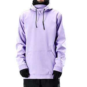 <b>Men</b> Ski & Snowboarding Waterproof Windbreaker Jacket Lavender Purple <b>Black</b> Long Hooded Pullover Anorak Kangaroo Pocket Pullover - Product Image 1