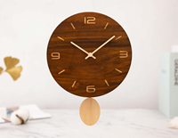 Jam Dinding Mekanik Kayu Bertenaga Baterai dengan Logo Kustom Harga Pabrik, Tampilan Jarum Satu Sisi, untuk Ruang Tamu Rumah