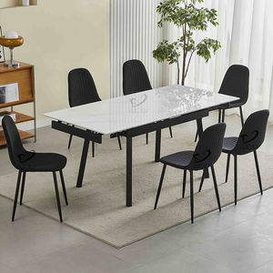Table à manger en pierre frittée marbrée noire et blanche facile à nettoyer, fabrication de <span class=keywords><strong>meubles</strong></span> <span class=keywords><strong>OKAY</strong></span>, 6 à 10 places - Product Image 1