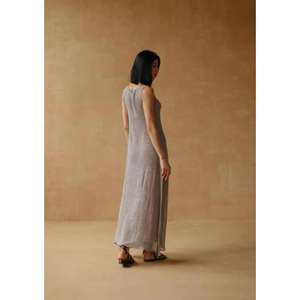 Vestido Largo de Verano para Mujer, sin Mangas, Cuello en V, Estampado Floral, Ecológico, Casual, Holgado, Minimalista y Elegante - Product Image 4