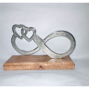 Sculpture Cœur Infini en Métal avec Base en Bois – Décoration de Table Moderne, Statue d'Amour, Ornement Artistique pour Maison et Bureau (Vente en Gros) - Product Image 1