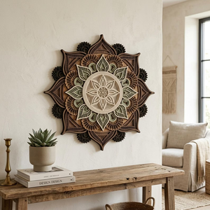 Handcrafted 3D Layered <b>Wooden</b> Mandala Wall Art | Laser Cut Floral Geometric Wall Hanging Decor | <b>Rustic</b> Boho Farmhouse <b>Wooden</b> - Product Image 4