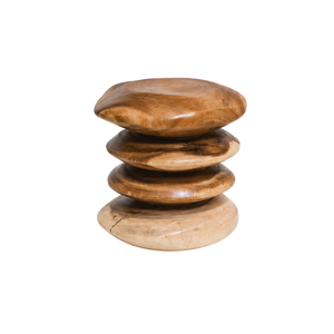 ARTERRA Luxury Teak <b>Wood</b> Pedestal <b>Stool</b> Modern Stacked Side Table Luxury Accent End Table for Hotel Lobby - Product Image 2