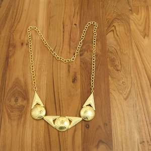 Wholesale Gold Brass Vintage <b>Statement</b> <b>Necklace</b> | Geometric Ball Pendant Chain <b>Necklace</b> for Unisex | Fashion Jewelry Gift OEM - Product Image 2