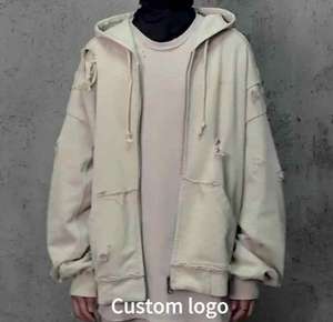 ชุดวอร์มฤดูหนาวผ้าฟลีซคุณภาพสูงแบบใหม่ ทรงโอเวอร์ไซส์ ลุคดิสเทรส เป็นมิตรต่อสิ่งแวดล้อม พร้อมเชือกผูกเอว ผลิตจากไนลอน/คอตตอน สำหรับผู้ชาย - Product Image 5