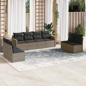 Conjunto de Sofás Modulares Grandes de Ratán PE Gris para Jardín, Colección Premium de Muebles Modulares para Exteriores - Product Image 1