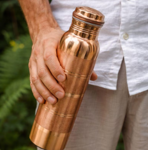 Bouteille d'eau en cuivre pur en gros, finition brillante, design bicolore, bienfaits ayurvédiques pour la santé, gourde anti-fuite avec bouchon à vis - Product Image 3