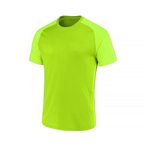 Men's Neon Green Raglan Sleeve Quick Dry Sporty T-Shirt Regular Fit O-Neck Knitted 100% Polyester Solid Color - Product Image 2