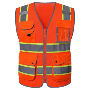 Gilet de sécurité haute visibilité orange avec poches, personnalisable, pour la circulation, les bénévoles, la sécurité, les travaux de construction - Product Image 3