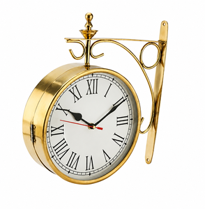 Antique Victoria Station London Railway <b>Wall</b> <b>Clock</b> Double Sided <b>Vintage</b> Brass Hanging <b>Clock</b> With Roman Numerals For Home Decor - Product Image 5
