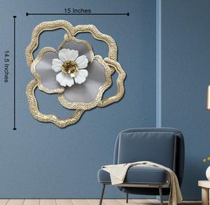 Décoration murale contemporaine en métal doré, motif floral, faite à la main, taille moyenne, décoration intérieure - Product Image 3