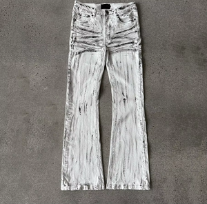 Pantalones Vaqueros Personalizados de Cintura Alta, Estilo Vintage, Desgastados, 100% Algodón, Estilo Urbano, con Bolsillos Convertibles, Estilo Cargo, Lavado Desgastado, para Hombre - Product Image 1