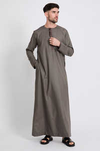 Túnica Casual de Algodón para Hombre al por Mayor, Thobe Thawb Bordado de Manga Larga, Transpirable, Antiarrugas, Ligero, Tallas Grandes, para Adulto, hasta el Tobillo - Product Image 3