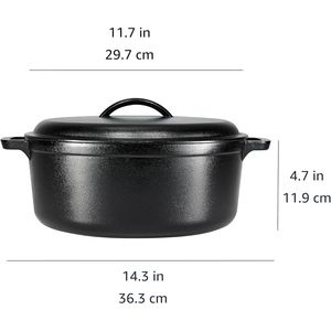 Pentola Olandese in Ghisa Resistente da 7 Litri, Nera, Rotonda con Coperchio e Doppi Manici, Adatta al Forno - Product Image 4