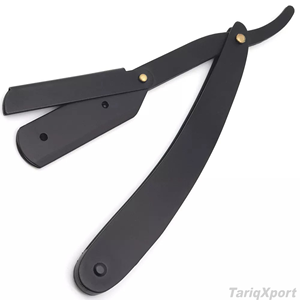 Professional Stainless Steel Barber Shaving <b>Razor</b> Wood & Steel Handle Black Powder Coated <b>Single</b> <b>Blade</b> Black Clip - Product Image 5