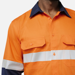 Camisa de Trabajo de Manga Larga de Alta Visibilidad para Hombre, Naranja Marino, Uniforme de Seguridad Reflectante - Product Image 4