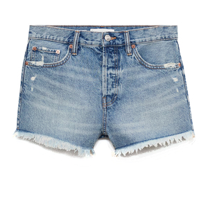 Short en jean pour femme de haute qualité, taille mi-haute, effet push-up, bleu, déchiré, pour l'été, avec design et taille personnalisés - Product Image 1