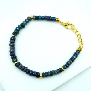 HAYAAT GEMS Black Opal Multi <b>Fire</b> Cabochon Bohemia Style 18K Gold Plated Imitation Pearl Beads Bracelet Gift for Her - Product Image 2