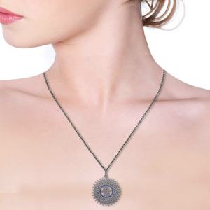 925เงินสเตอร์ลิงบลูแซฟไฟร์พลอยปูเพชรทำด้วยมือ Hamsa จี้อัญมณีเครื่องประดับโดย Metarock อัญมณี - Product Image 3