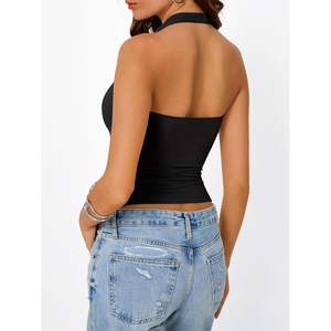 FOXA 2025, vestidos informales de verano Queen para mujer, bonitos vestidos Y2K sin espalda con cuello Halter y cuello vuelto, trajes básicos de vacaciones, ropa - Product Image 4