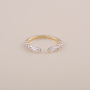 Anillo Abierto con Diamantes Cultivados en Laboratorio de Corte Marquise y Redondo de 0.47CT |   Anillo ajustable de oro rosa, amarillo y blanco de 14 quilates con diamantes - Product Image 2