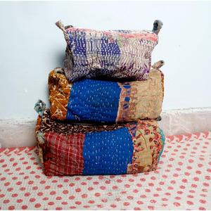 Pochette cosmétique en coton kantha faite à la main, petite-grande, avec fermeture éclair, sac abordable, cadeaux pour femmes - Product Image 6