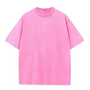 T-shirt Homme Rose Pâle 100% Coton Tricoté Uni Vintage Délavé à l'Acide Coupe Oversize Respirant et Anti-Boulochage 220g - Product Image 5