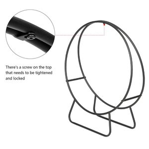 Porta Legna in Acciaio Nero da 24 Pollici per Interni/Esterni, Supporto Rotondo Tubolare in Metallo per Caminetto Esterno - Product Image 5