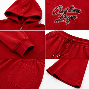 Women Solid Short Cropped Zip Hoodie Flare Sweatpants <b>Set</b> Heavyweight Cotton Fleece Sports Wear Tracksuit Casual Streetwear Two - Product Image 4