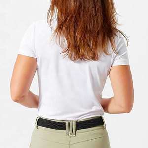 Haut de base équestre pour femme à manches longues et col montant, couleur unie, respirant, extensible en Spandex, avec ceinture et impression sérigraphiée, en maille pour l'équitation - Product Image 4