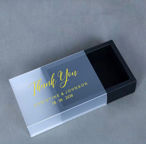 Semi-Clear Frosted PVC Sleeve Drawer <strong>Box</strong> with Custom Hot Stamp Logo for Wedding Party Gift Packaging - Product Image 5