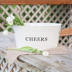 Galvanized Iron Ice Tub White Enamel Beverage <b>Drink</b> <b>Cooler</b> Bucket Large Stainless Steel Handle Champagne Wine <b>Cooler</b> Oval Bucket - Product Image 4