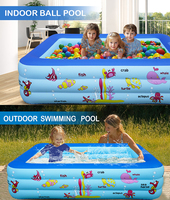 Piscine gonflable en PVC portable et durable, logo personnalisé imprimé, design rectangulaire bleu pour enfants et adultes, pour la maison, la cour, le jardin, la famille