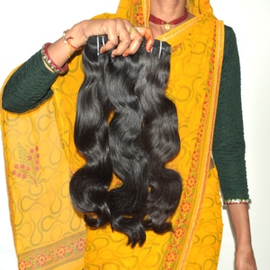 Extensions de cheveux naturels indiens Remy vierges, ondulés, pas chers, avec pointes coupées droites, peuvent être teints et décolorés, pointes épaisses, pose à la machine - Product Image 5