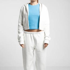 High Quality Women's Cropped Full Zip Woven <b>Hoodie</b> with Badge & Sequined Comfortable and Stylish for Casual Wear and <b>Workouts</b> - Product Image 5