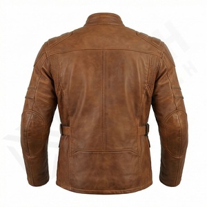 แจ็คเก็ตหนังแท้สำหรับขี่มอเตอร์ไซค์คุณภาพดีที่สุดสำหรับผู้ชาย รุ่นใหม่ล่าสุดสำหรับฤดูหนาว พร้อมแผ่นป้องกันที่ถอดออกได้ สามารถสั่งทำได้ - Product Image 2