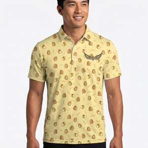 Camiseta de Golf de Manga Corta para Hombre, Color Amarillo Sólido, con Logotipo Frontal, Diseño Casual Transpirable de Poliéster/Algodón - Product Image 3