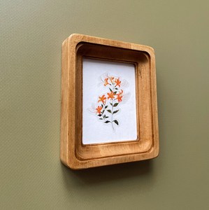 Wooden Photo <b>Frame</b> Rectangular Minimalist <b>Wall</b> Mount Vertical Display Artwork Orange Floral <b>Design</b> Family portrait wood <b>frame</b> - Product Image 5